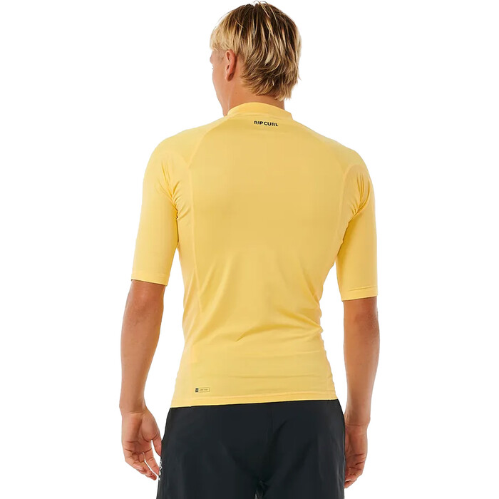 2024 Rip Curl Hombres Waves UPF Performance Chaleco De Lycra De Manga Corta 142MRV - Yellow